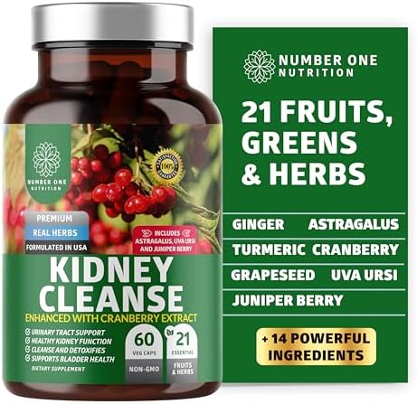 Kidney Support 21 Herbs with Cranberry Astragalus Uva Ursi, 60 Caps