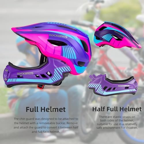 ROCKBROS Kids Full Face Bike Helmet Lightweight Detachable MTB Helmet