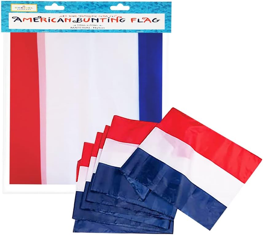 2-Pack Large Patriotic USA Flag Bunting Decorations 4th of July Memorial Day Large Red, White & Blue - 18" x 20 Feet. (2-Pack)
