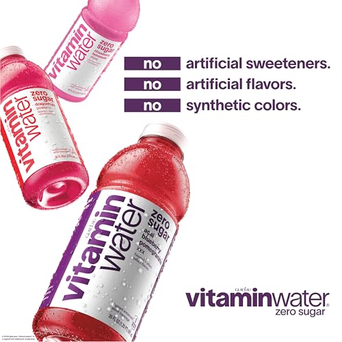 vitaminwater Squeezed Lemonade Zero Sugar, Flavored Water Beverage Bottles, 20 fl oz, 12 Pack