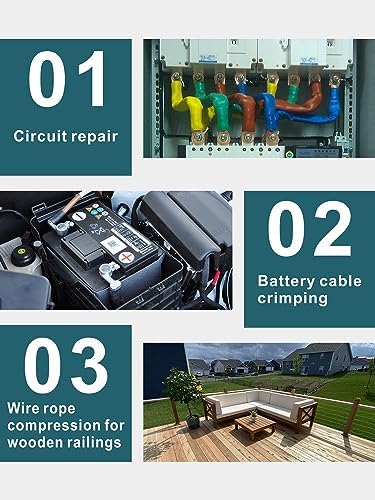 10 Ton Hydraulic Battery Cable Crimper, 180° Rotating Head | Electricians & Contractors, Easy One-Hand Operation