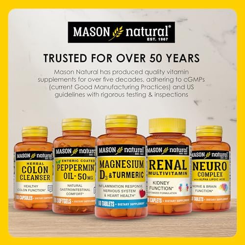 MASON NATURAL Glucosamine Chondroitin 1500/1200 & Vitamin C, 30 Day Supply | 1500mg glucosamine & 1200mg chondroitin with 198mg vitamin C & manganese to support joint cartilage, flexibility & mobility