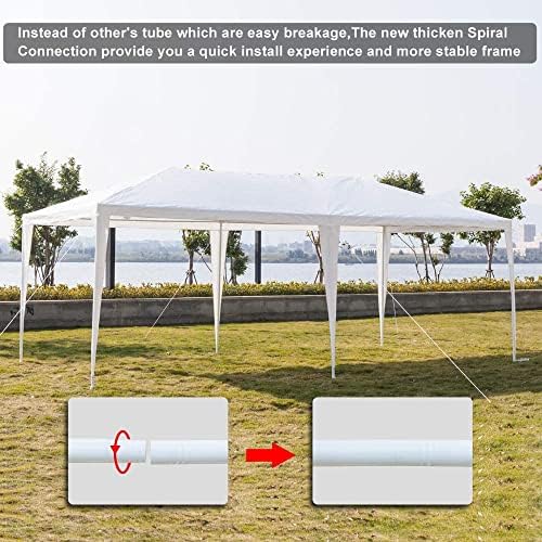 10' x 20' Outdoor Gazebo Canopy Waterproof Party Tent Wedding Canopy with Removable Sidewalls & Brighter Church Windows