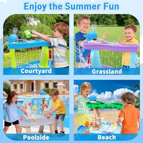 Infowush Water Table Pump, Rechargeable Water Pump for Water Table, Blue | Whale Pump with Sprinkler, 3.5 Hours Non-Stop Fun, Summer Outdoor Water Toys, Outside Water Play Table Accessories for Kids