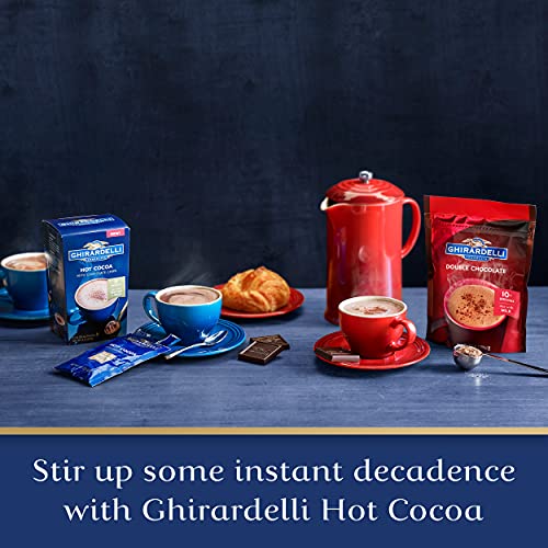 Ghirardelli Double Chocolate Hot Cocoa Mix, Approximately 0.85 oz Packets (Pack of 25) with Cocoa Scoop