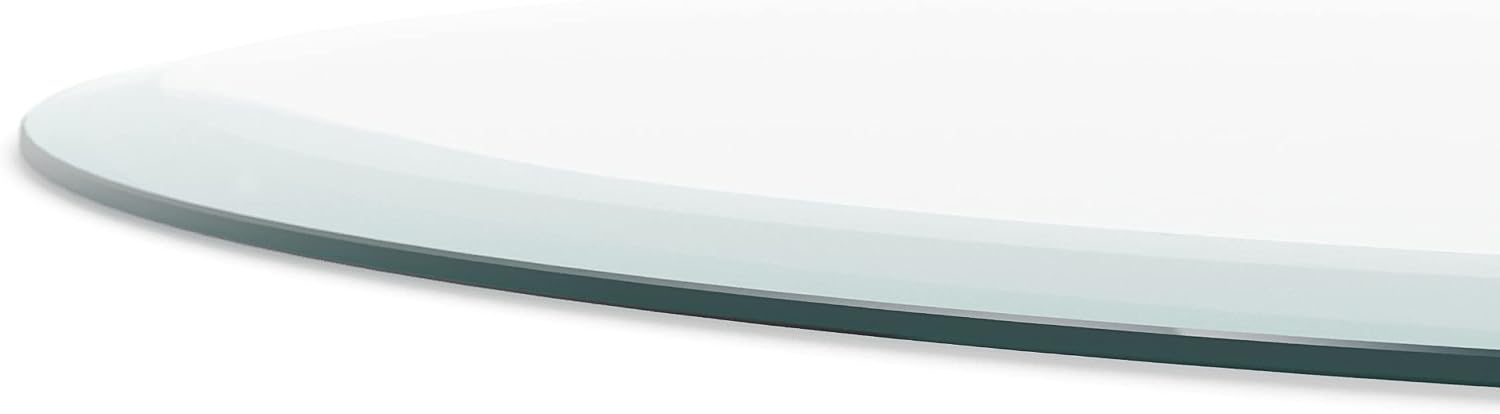The Better Bevel 12 inch Round Glass Table Top - Clear Tempered Glass Surface Protector - Safe Pencil Polished Edge - Coffee, Dining and End Table
