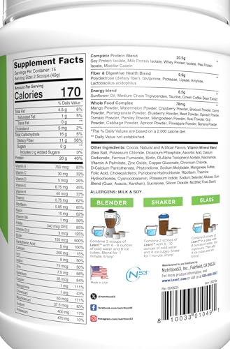 Lean1 Vanilla, Meal Replacement Protein Shake, 15 Serving Tub