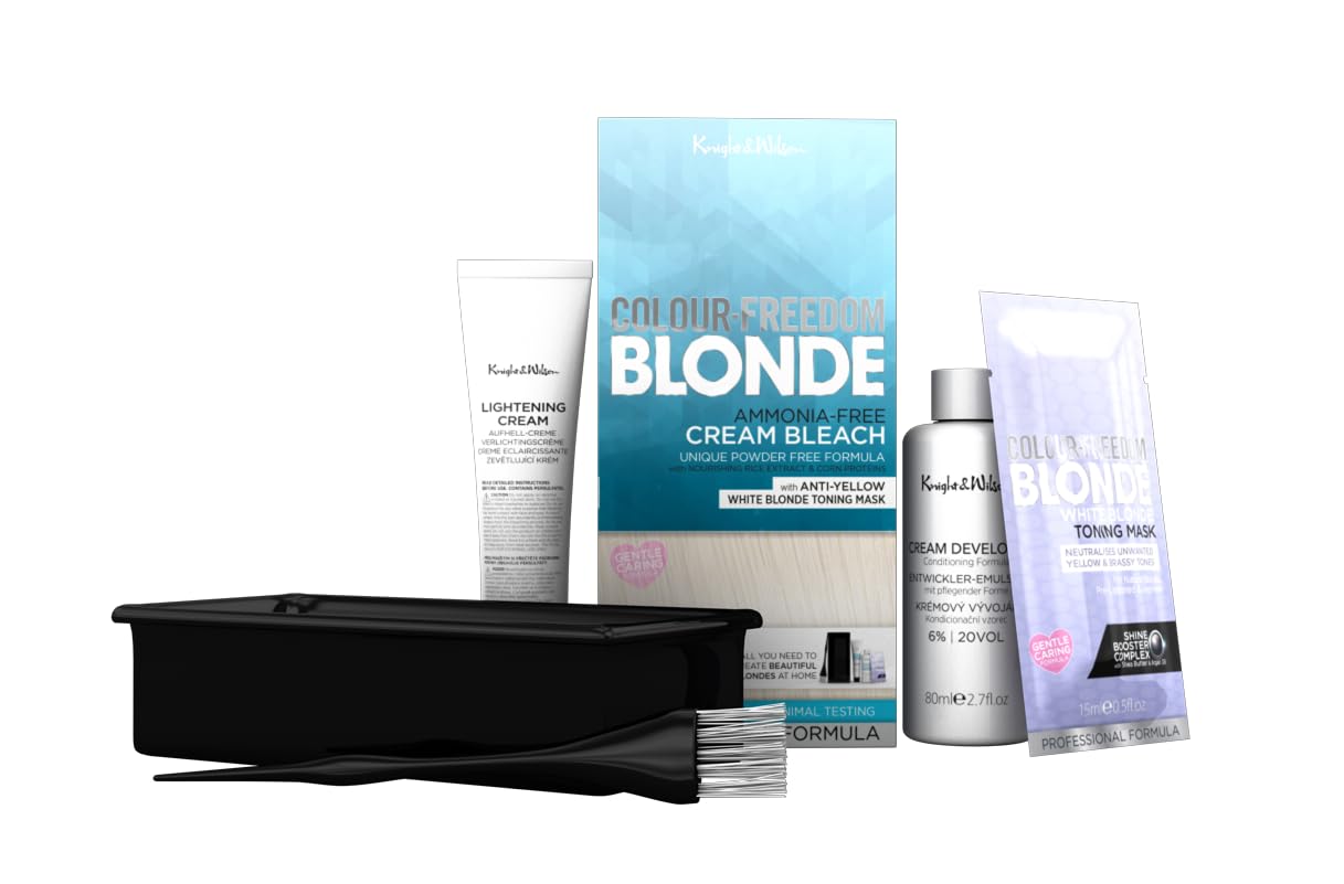 Knight & Wilson Color-Freedom Cream Hair Bleach Kit. Ammonia-Free Formula Lifts up to 8 Shades. Protects & Repairs While Lightening. Complete Hair
