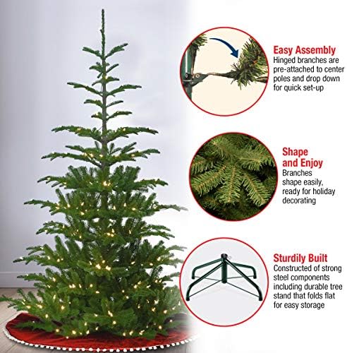 National Tree Company 'Feel Real' Pre-lit Artificial Christmas Tree | Includes Pre-strung White Lights and Stand | Norwegian Spruce - 7.5 ft | 750 Clear Lights, 1,325 Tips, Includes Stand, Artificial, Green