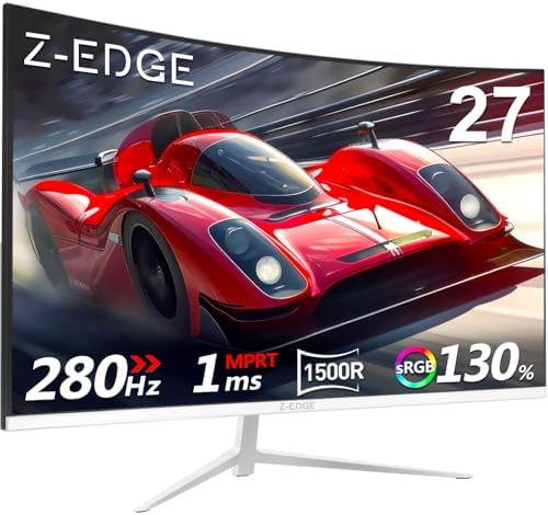 Z-Edge 34 inch WQHD 1440P Curved Gaming Monitor, 240Hz Computer Monitor | AG34P 1500R Frameless 21:9 Curved Screen, Height Adjustable, Office & Gaming, 1ms, Dual DP & HDMI, Metal Stand