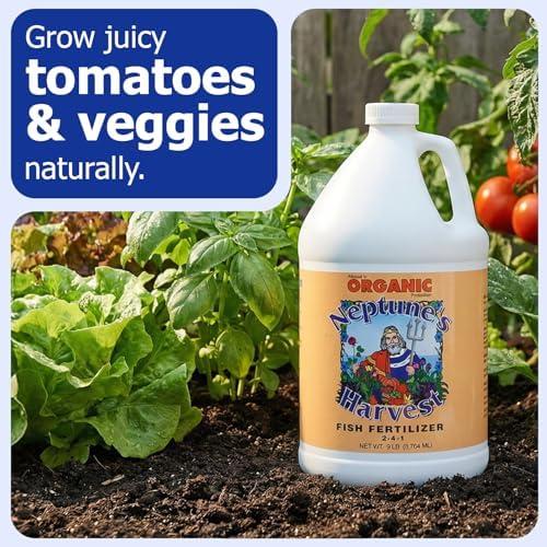 Neptune's Harvest Fish Fertilizer (2-4-1) - Organic Liquid Plant Fertilizer - Fish Hydrolysate for Vegetables, Flowers, Fruit, Trees, Grass - Indoor and Outdoor Plant Food (Gallon)