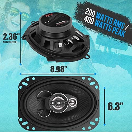Pyle 3-Way Universal Car Stereo Speakers - 400W 6” x 8” Triaxial Loud Pro Audio Car Speaker Universal OEM Quick Replacement Component Speaker