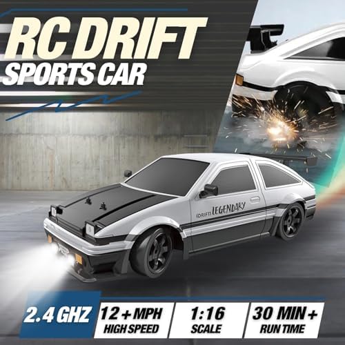 Liberty Imports RC Drift Car 1/16 2.4GHz 4WD Remote Control Sport Racing On-Road Vehicle with LED Light, Batteries and Drift Tires (Red)