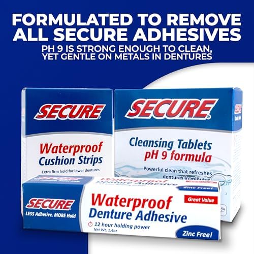 Secure Denture Adhesive Strips for Lowers, Zinc Free Glue, 15 Strips | Waterproof - Comfortable Cushion Fit for Lowers - Extra Firm All-Day Hold - No Mess - Clean Ingredients
