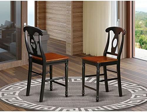 East West Furniture KES-WHI-W Kenley Counter Height Dining Chairs - Napoleon Back Solid Wood Seat Chairs, Set of 2, Buttermilk & Cherry
