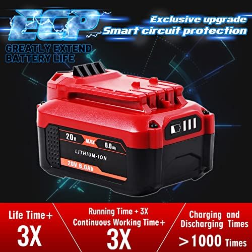 TenHutt 【Upgrade】 2Pack 20V 6.0Ah Replacement Battery for Craftsman 20V Battery V20 Lithium ion for CMCB205 CMCB204 CMCB206 CMCB202 CMCB201 20V