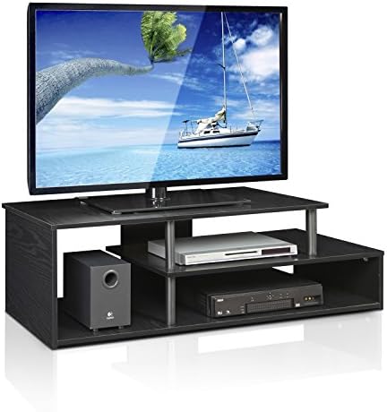 Furinno Econ Low Rise TV Stand, Espresso/Black | Open Shelf, TV Console for TV up to 46 Inch, for Living Room, Bedroom