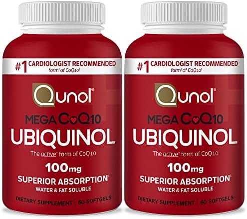 Qunol Mega Ubiquinol CoQ10 100mg, Superior Absorption, 100 Softgels | #1 Cardiologist Recommended Supplement for Heart Health, Coenzyme Q10 Supplement to support Vascular Health & Cellular Energy