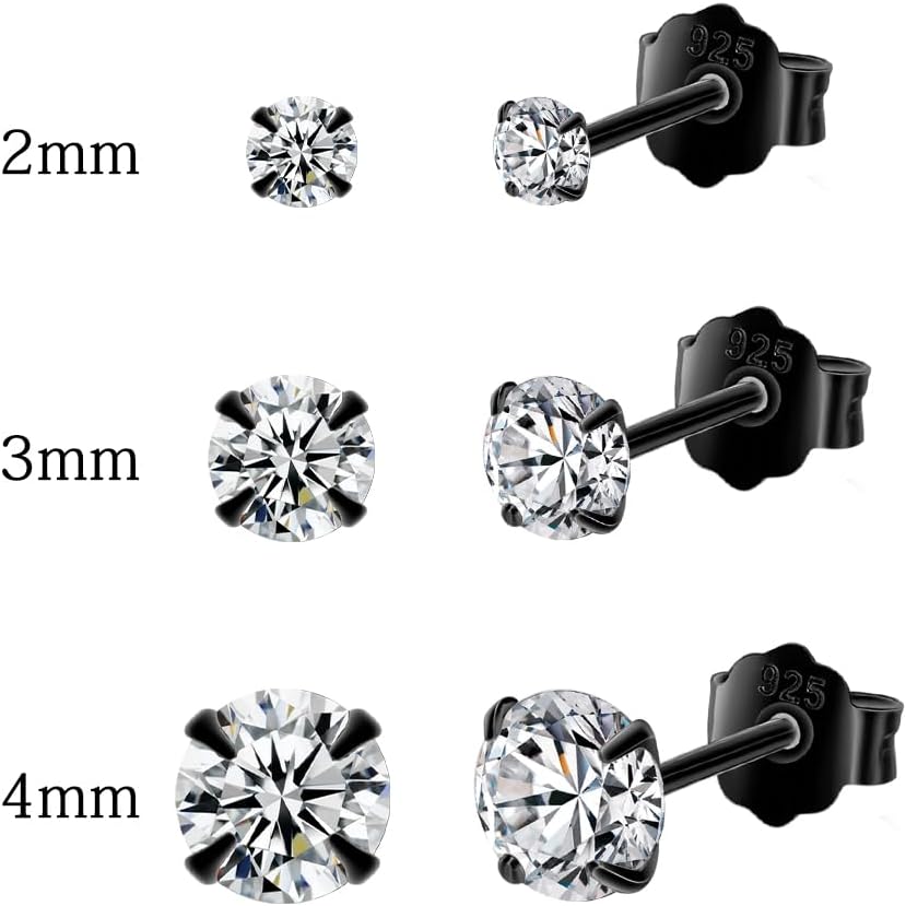 Dlihc 6 Pairs Sterling Silver Hoop and Stud Earrings Set for Women Men
