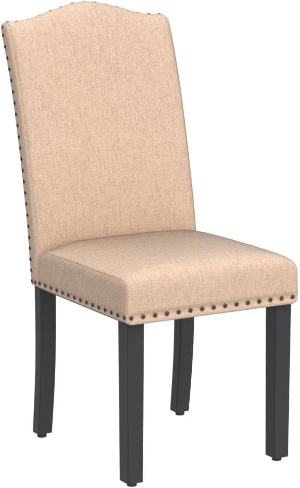 Yaheetech Dining Chairs Set of 2 High Back Parson Chairs Khaki