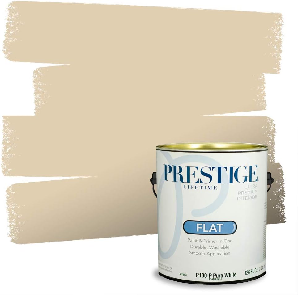 PRESTIGE Paints Exterior Paint and Primer In One, 1-Gallon, Satin, Comparable Match of Sherwin Williams* Relaxed Khaki*