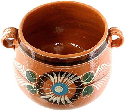 New Olla De Barro Frijolera w/Lid 3.5 Quarts Canterito Cazuela Traditional Floral of Set