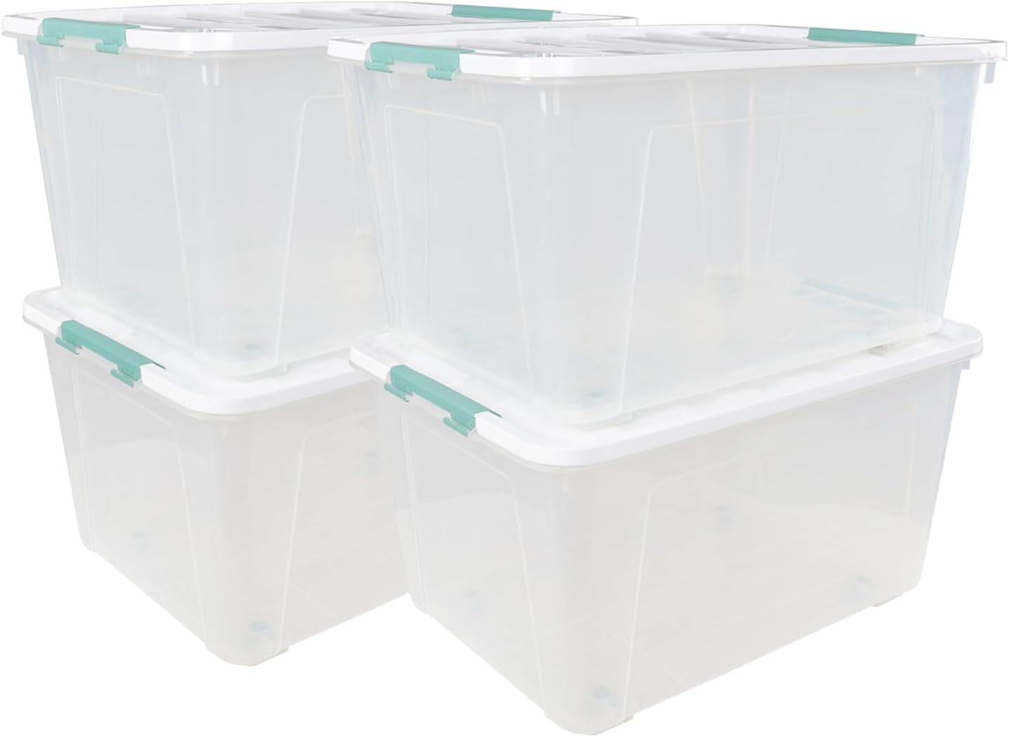 17.5 L Clear Plastic Storage Box, 4-Pack Latch Storage Bin