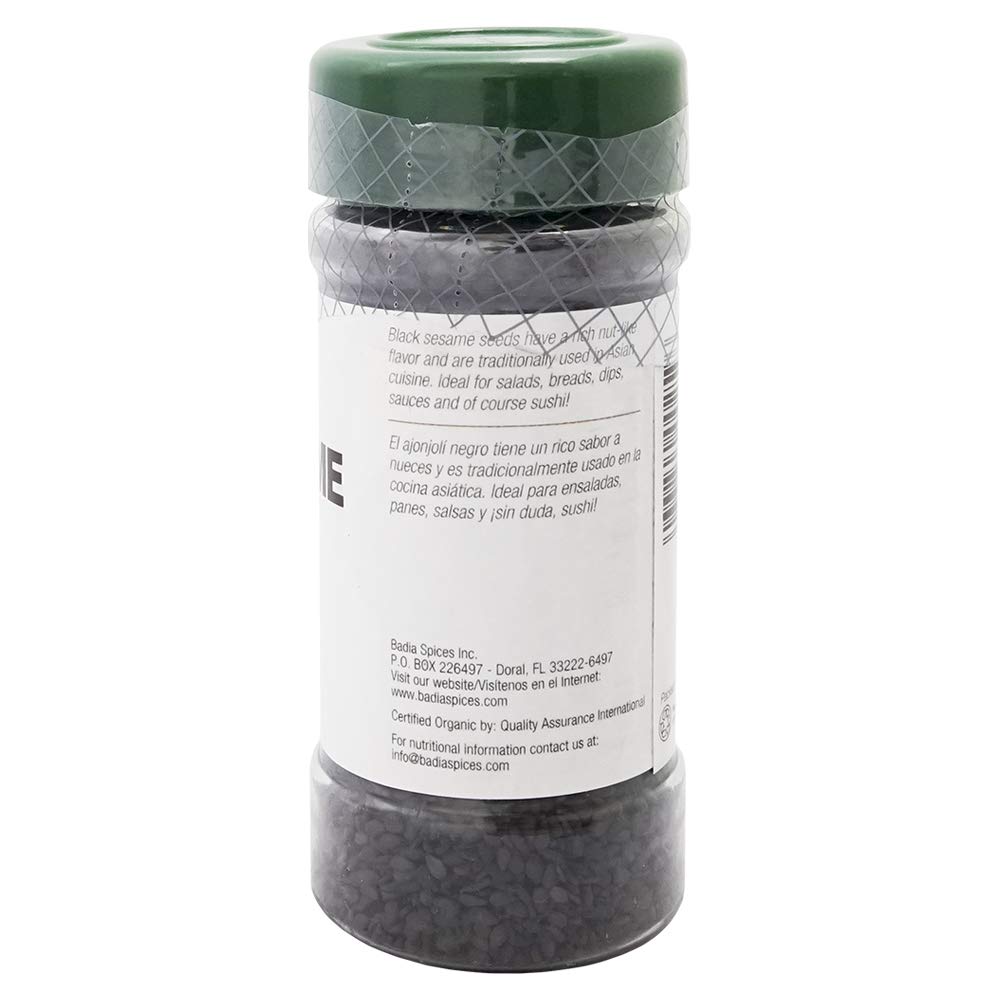 Badia Organic Black Sesame Seed 2.5 oz – Whole Black Sesame Seeds for Cooking, Baking & Garnishing – Rich, Nutty & Crunchy Flavor
