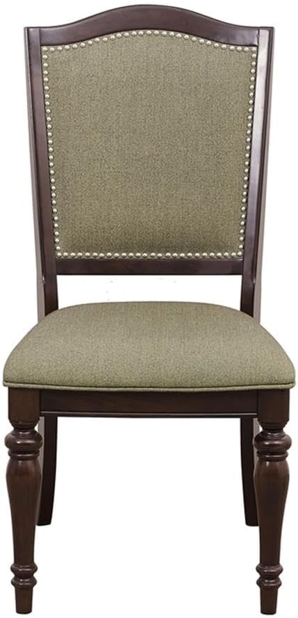 Homelegance Marston Sophisticated Dining Chairs with Serpentine Back with Nail Head Accent (Set of 2), Cherry