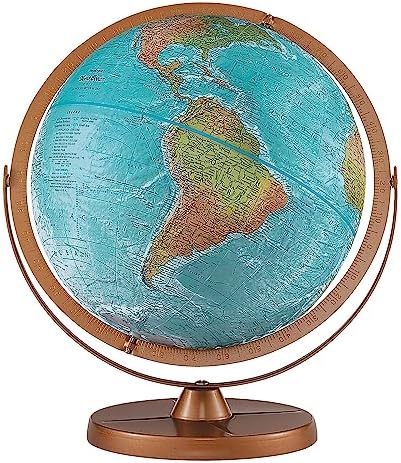 Atlantis 12" Diameter Globe, USA Cartography with Ocean and Mountain Relief and Sturdy Metal Base. True to its name