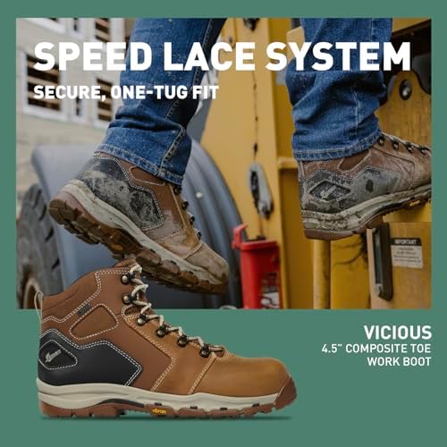 Danner Vicious Composite Toe Work Boots for Men, Waterproof, ASTM Approved | Composite Toe Boots for Men, For Electrical Hazard Work, Slip Resistant Grip, TPU Shank, Construction Boots