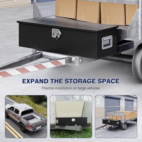 30 Inch Steel Heavy Duty Truck Bed Tool Box, Trailer Tongue Tool Box with Lock and Keys, Tool Box for Storage, Utility Trailer Tool Box for Truck, Pickup, RV, Trailer