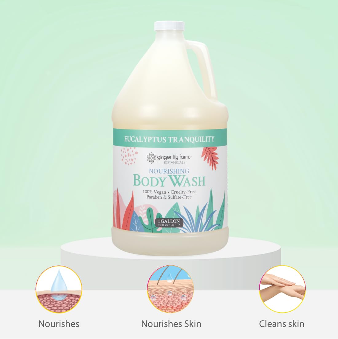 Ginger Lily Farms 1 gal Nourishing Body Wash, Citrus Blend Scent | for Hands, Body & Hair, Moisturizing Wash, Salon Wash, Spa Cleanser, Salon & Spa Essentials, Manicure & Pedicure Supplies
