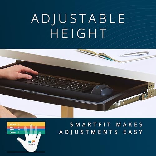 Kensington Keyboard Tray Under Desk, SmartFit Ergonomic Slide-Out Keyboard Drawer with Cable Management, Extra-Wide Height Adjustable Keyboard Holder