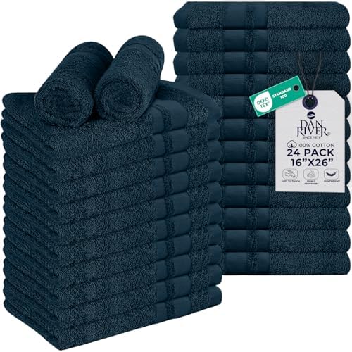 DAN RIVER 100% Cotton Salon Towels Set – 16x26 inches, Pack of 24, Highly Absorbent and Quick-Dry Towels for Hand, Salon, Spa, Beauty