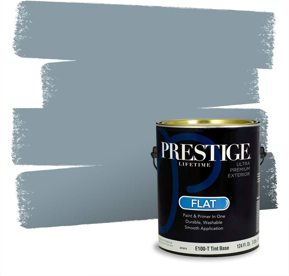 PRESTIGE Paints Exterior Paint and Primer In One, 1-Gallon, Semi-Gloss, Comparable Match of Behr* Intercoastal Gray*