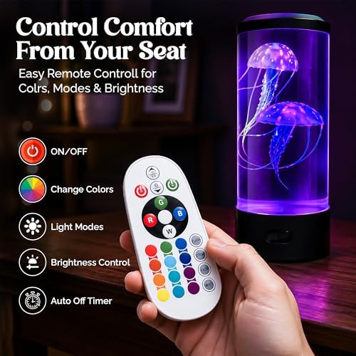 Brewish Jellyfish Lamp, 16 Color Options, 4 Mode Lifelike Jellyfish Aquarium, Electric Jellyfish LED Night Light, Fake Aquarium, Home Decor