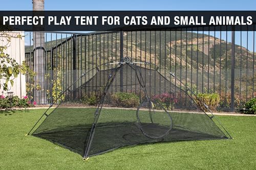 Kitty Compound Outdoor Cat Enclosure and Tunnel, Play Tents | Portable playhouse setup letting indoor felines enjoy fresh air outside while staying contained, safe and secure at all times