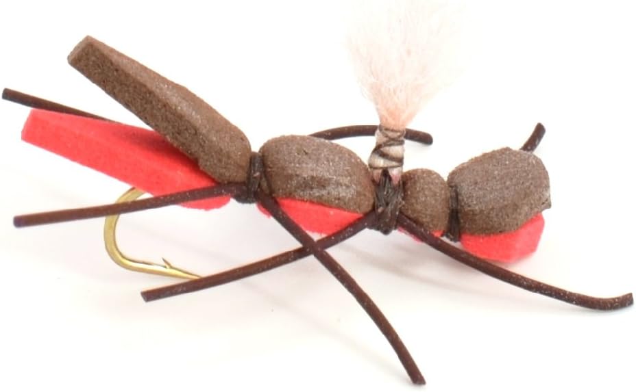 The Fly Fishing Place Chernobyl Ant and Foam Hopper Fly Fishing Flies Assortment - 12 Flies - 2 Each of 6 Trout Bass Flies with Fly Box