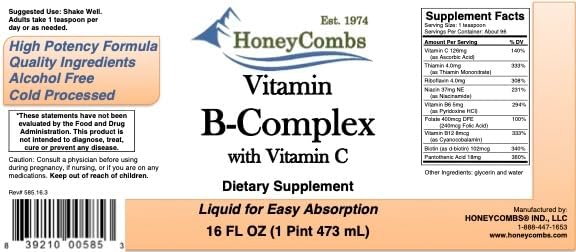 Liquid Vitamin B Complex Drops with B12 B6 B1 B2 B3 B5 B7 B9 + Vitamin C | Liquid B-Complex with Vitamin C supports daily energy metabolism and