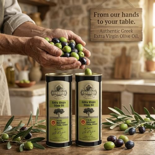 Ellora Farms, Extra Virgin Olive Oil, Single Estate PDO Crete, Greece, Traceable and High Polyphenol Olive oil, Kosher, 17 oz. Tin, Pack of 2