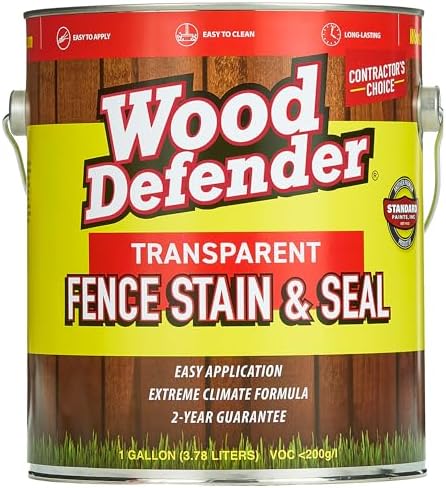 Wood Defender Transparent Fence Wood Stain and Seal in One, Oil-Based Penetrating Sealer, Professional-Grade, Long-Lasting