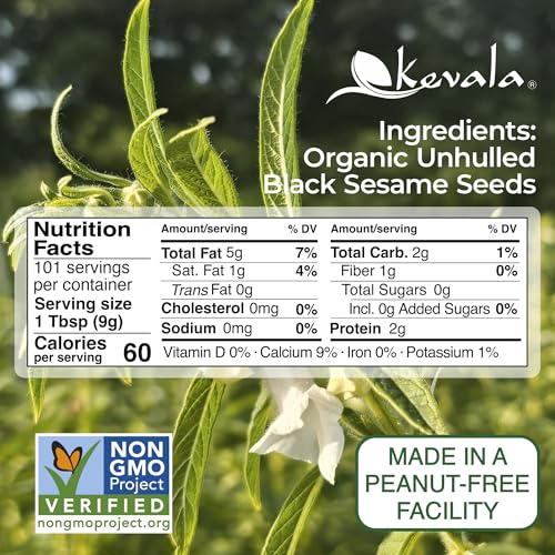 Organic Black Toasted Sesame Seeds - 1 lb, 16 oz, Unhulled Roasted Seeds | For Preparing a Black Tahini Paste and Hummus Dip, Gluten Free Kitchen Staple, Addition to Your Bagel and Salad Toppings