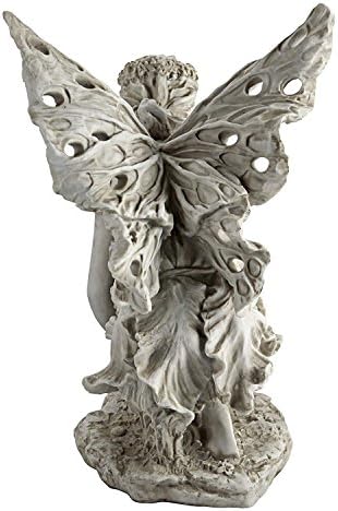 Design Toscano KY71004 Fiona The Flower Fairy Garden Statue, 17 Inch, Antique Stone