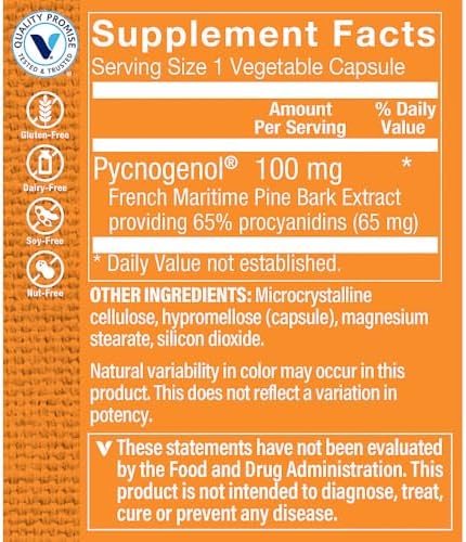 The Vitamin Shoppe Pycnogenol 100mg Antioxidant that Supports Cardiovascular, (30 Capsules)
