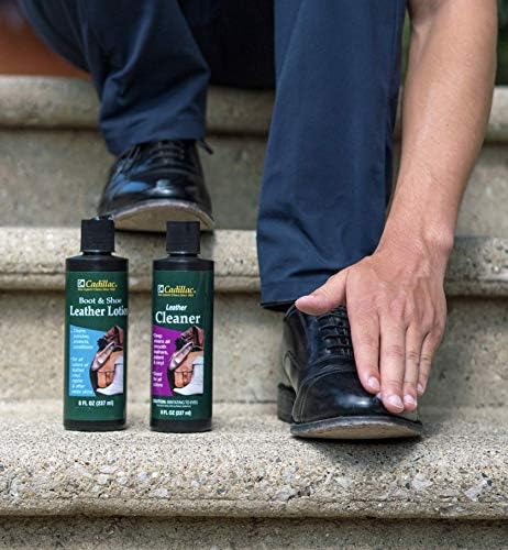 Cadillac Boot and Shoe Leather Lotion 8 Ounces - Cleans, Conditions, Protects, and Polishes Leather Footwear and Accessories