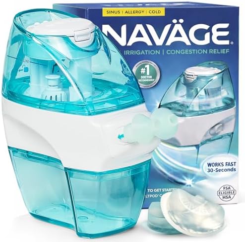 NAVAGE® Deluxe Bundle: Nose Cleaner, 30 SaltPods, Caddy, Black Bag | Deluxe Set: Powered Nose Sinus Cleaner, Storage Caddy, Batteries & Matching Black Travel Bag for Congestion & Sinus Relief