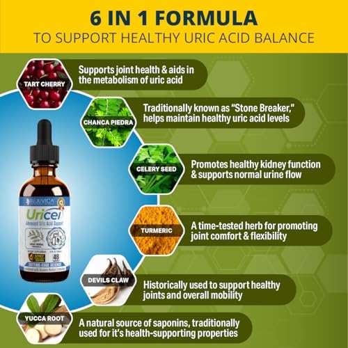 Uricel - Uric Acid Supplement - Tart Cherry & Chanca Piedra & Raw - 2 fl oz