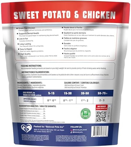 Beloved Pets Dog Treats Chicken Jerky 1.5 lb – Dog Food & High Protein Chews for Large
