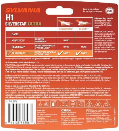 SYLVANIA - H1 SilverStar Ultra - High Performance Halogen Headlight Bulb, High Beam, Low Beam and Fog Replacement Bulb